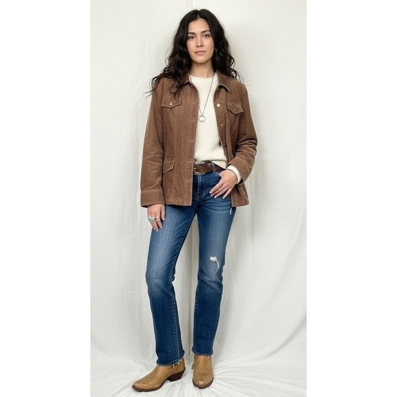 Jones New York Jackets & Blazers - Jones NY Signature Brown Corduroy Barn Jacket Womens‎ XL Utility Safari Western